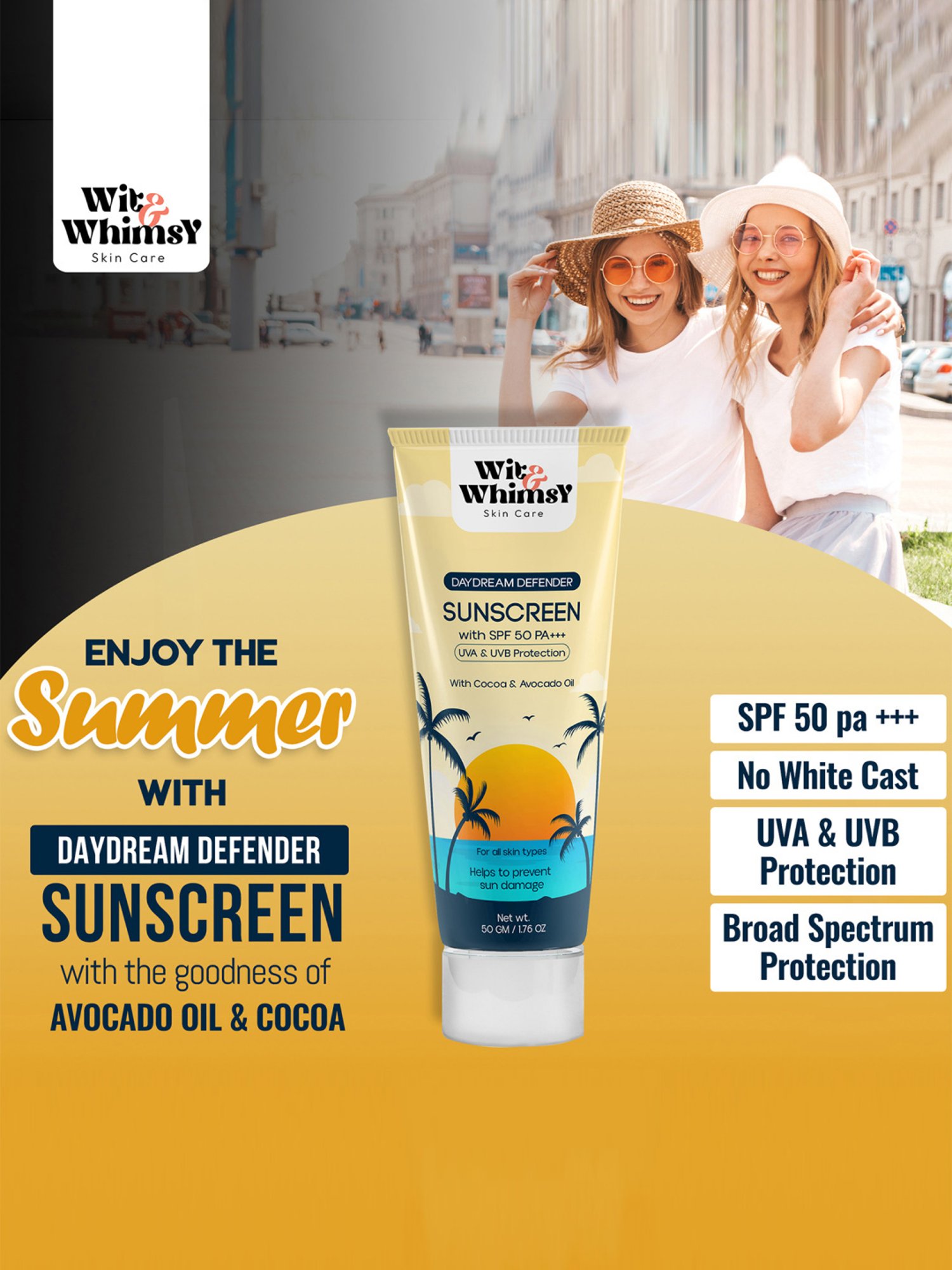 Wit & Whimsy Daydream Defender Suncreen with SPF 50 PA+++ - 50 gm
