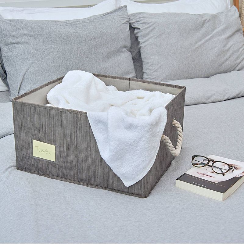 StorageWorks Set of 2 (40L) Storage Bin with Lid and Cotton Rope Handles