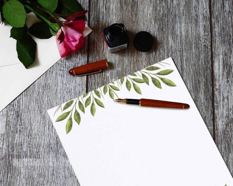 Stationery Paper - 96 Pack Leaf Themed Printer Friendly Letter Size Sheets - 8.5 x 11 Inches