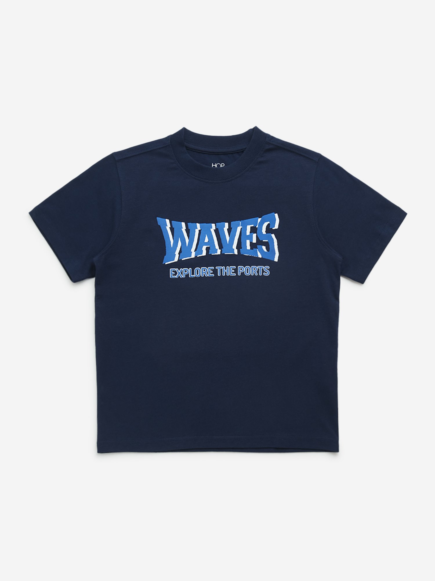 HOP Kids by Westside Navy Text Design Cotton T-Shirt