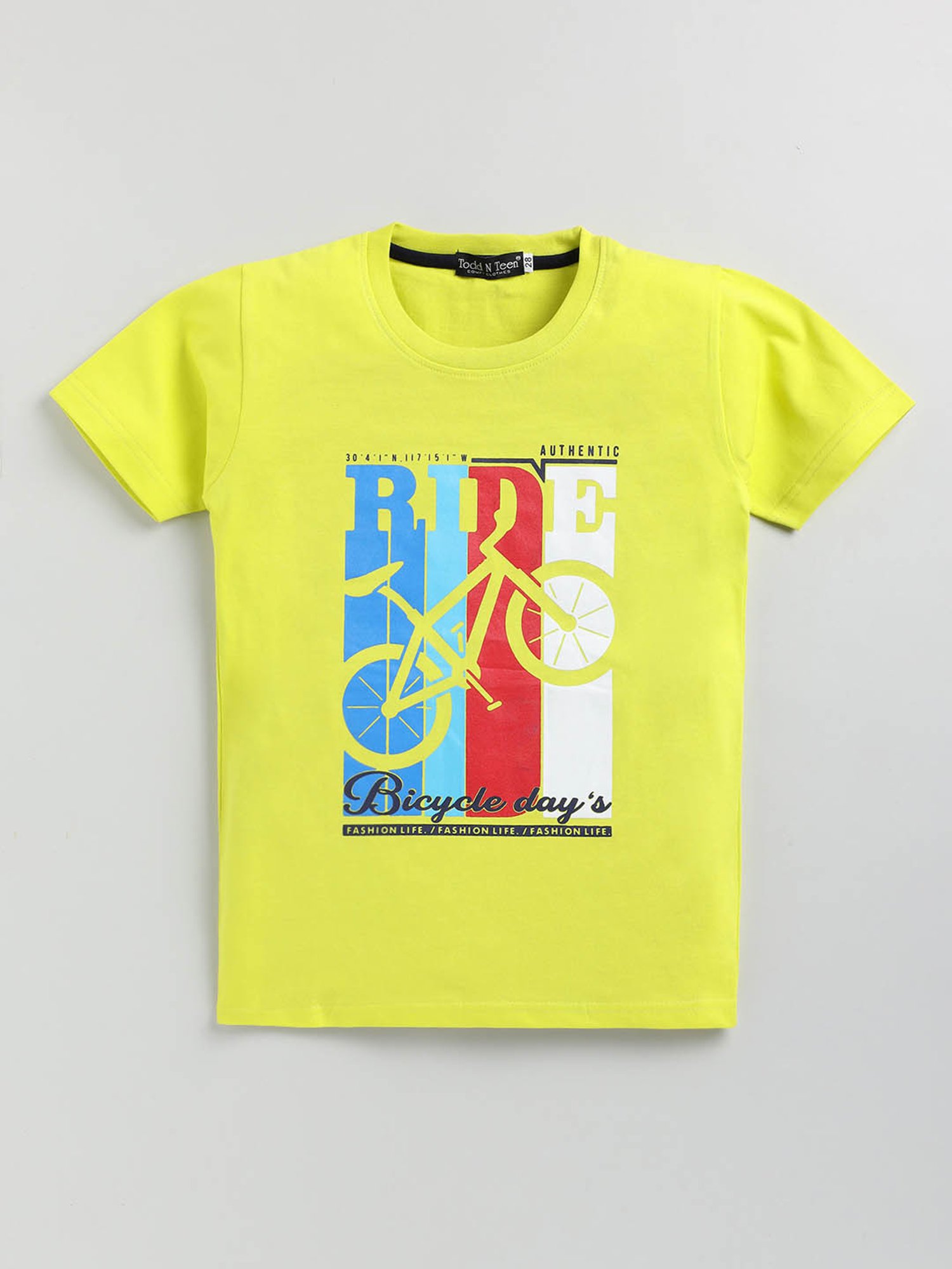 Todd N Teen Kids Yellow & Navy Printed T-Shirt with Trackpants