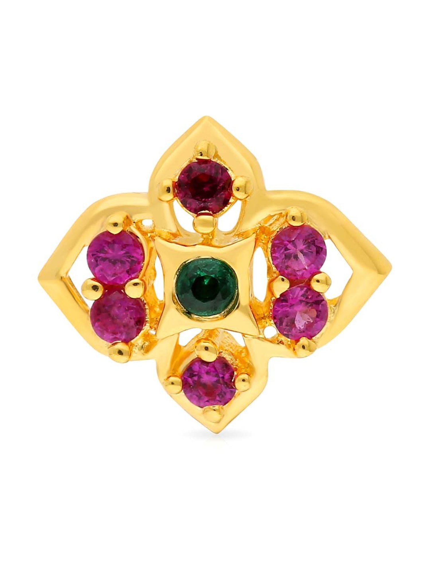 Malabar Gold and Diamonds 22k Gold Floral Nosepin for Women