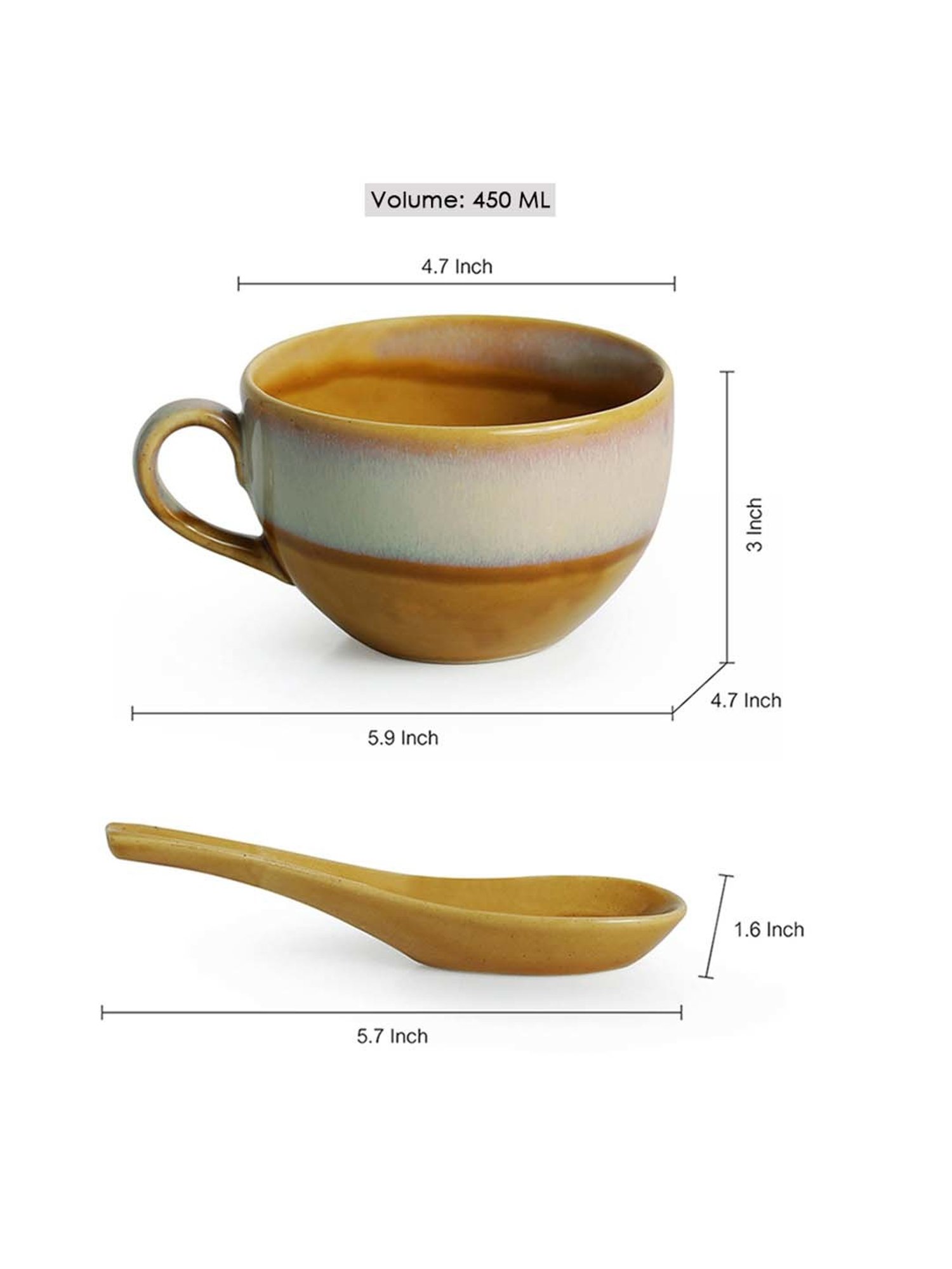 ExclusiveLane 'The Eclipsed Four' Soup Bowls With Spoons Dual Glazed Studio Pottery In Ceramic (4)