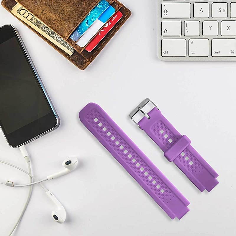 Bands Compatible with Garmin Forerunner 25 Soft Silicone Replacement Watch Band Strap for Garmin Forerunner 25 GPS Running Watch SPurple Small