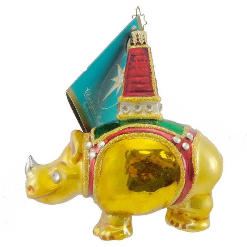 Christopher Radko Rhinestone Rhino Ornament Christmas Animal  -  Tree Ornaments
