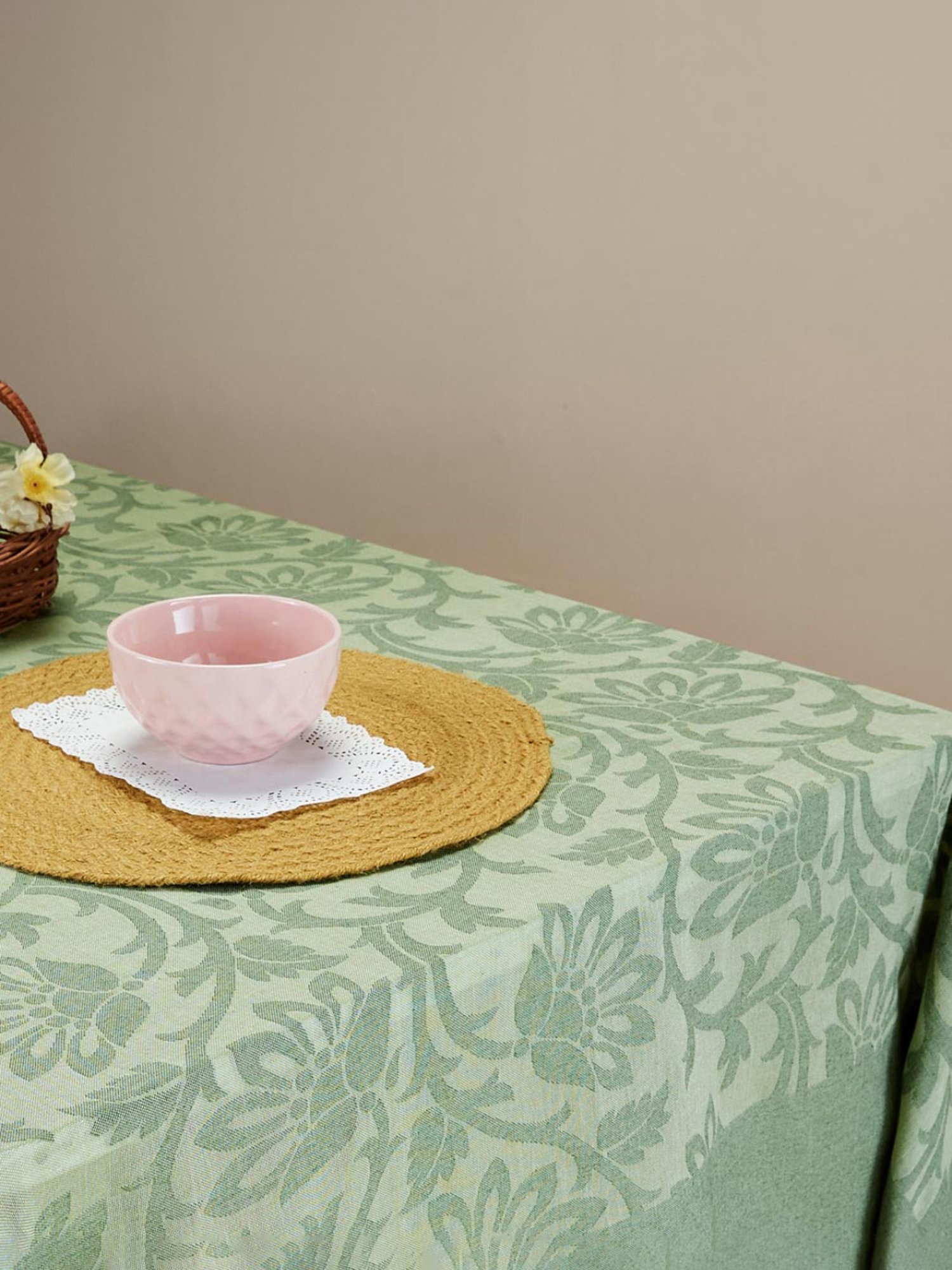 Fabindia Green Cotton 120 TC 120 GSM Inaya Table Cover - Set of 4