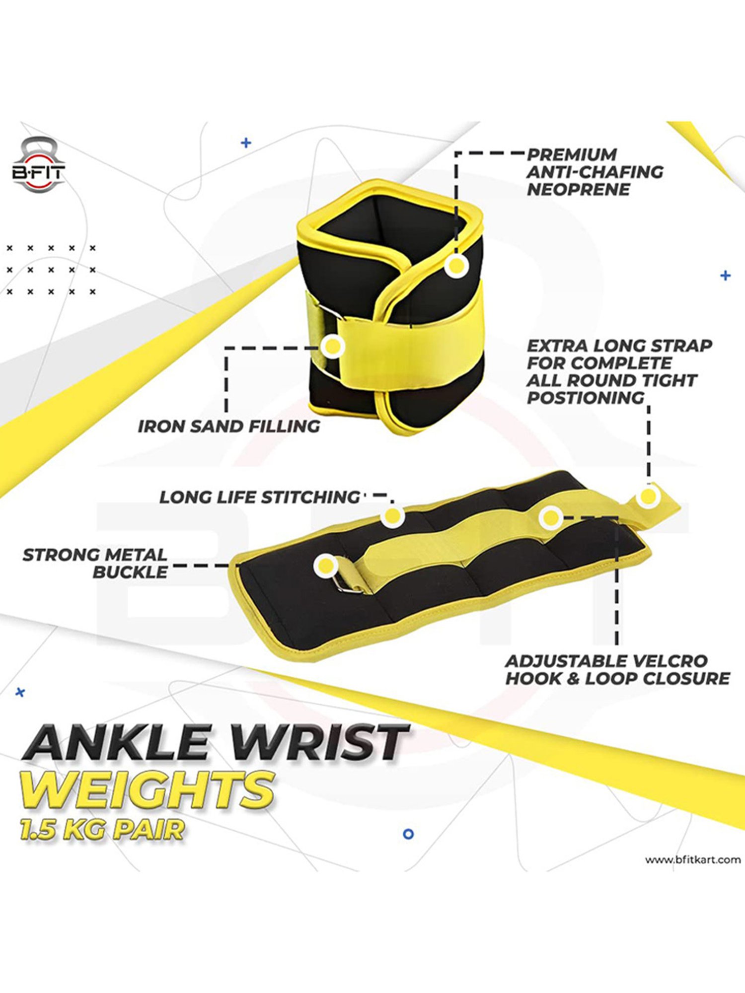 B Fit Fully Adjustable Ankle/Wrist Weight (Black)