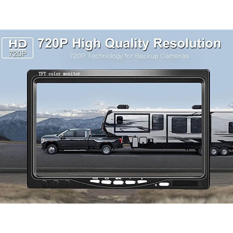HD 2 Backup Cameras Kit 7 Inch Monitor Hitch Driving Rear View HighSpeed Observation System for RVsTrucksTrailers Campers5th Wheels Super Night Vision Waterproof IP69K R4
