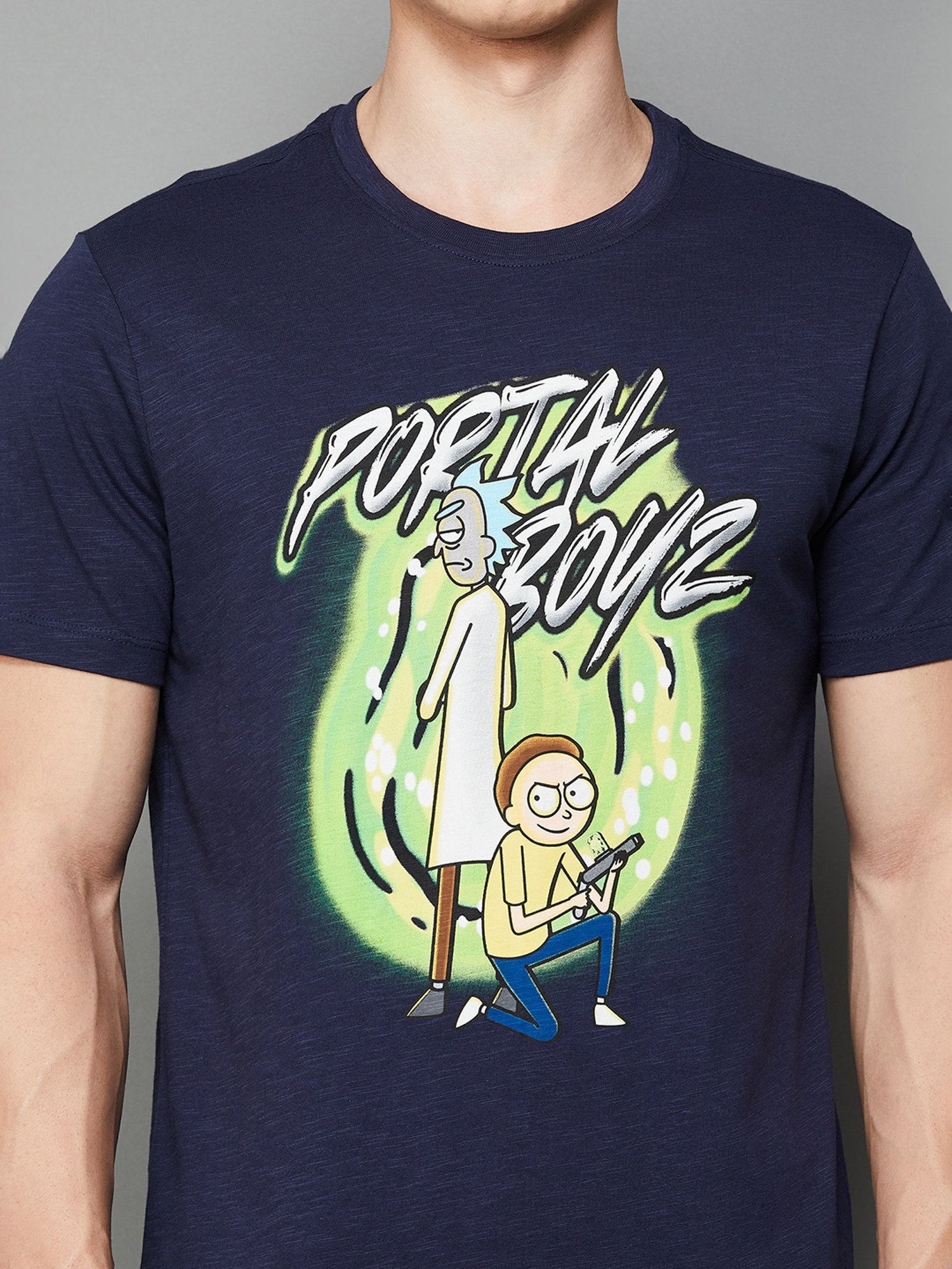 Forca by Lifestyle Navy Regular Fit Graphic Print Crew T-Shirt