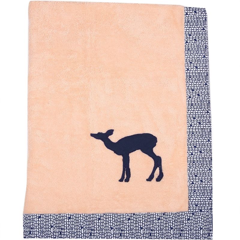 Bacati - Tribal Emma Coral/Navy Coral Bamby Embroidered Blanket