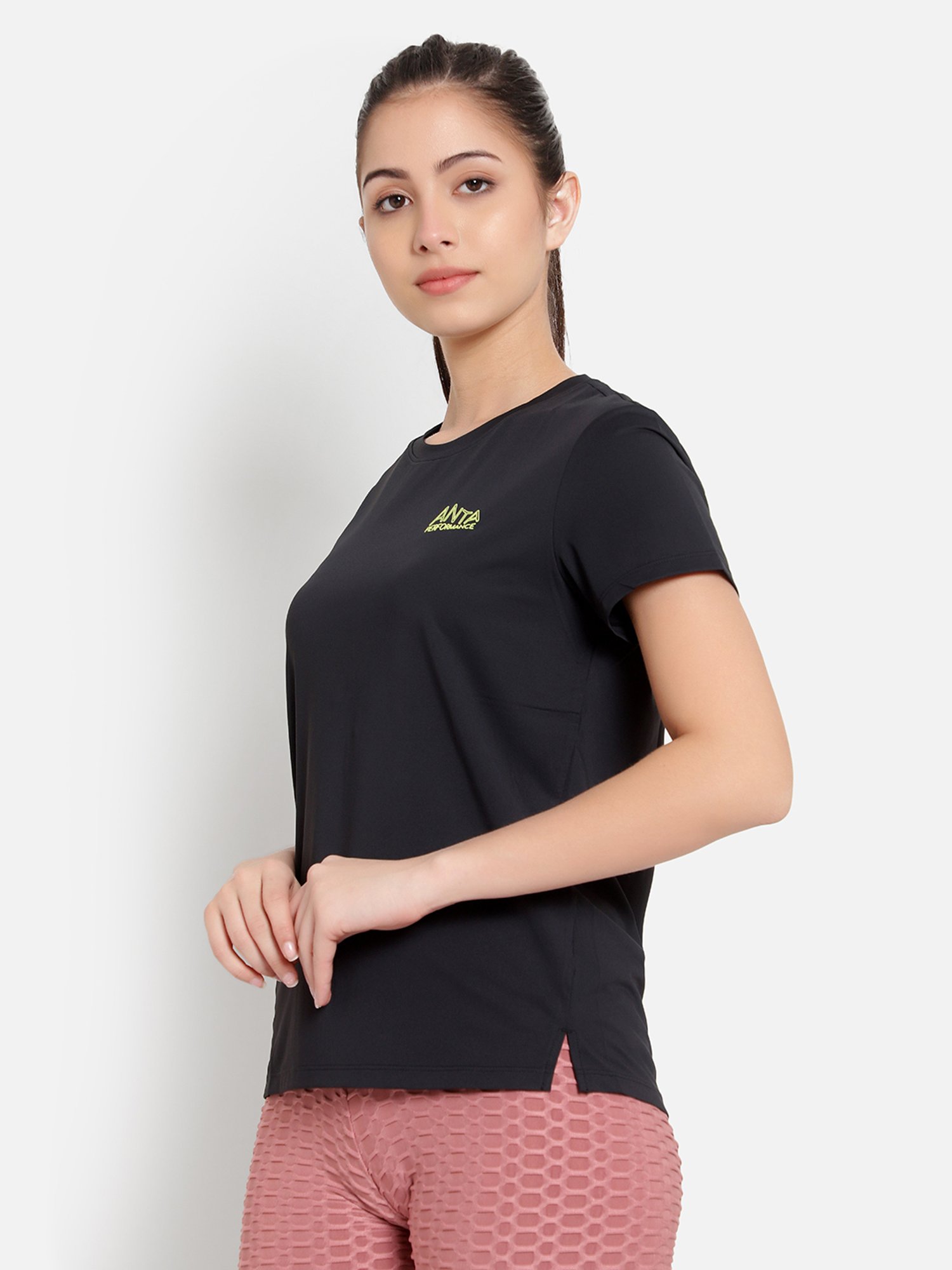 Anta Black Regular Fit Sports T-Shirt