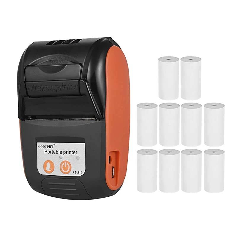 GOOJPRT PT-210 Portable Thermal Printer Handheld 58mm Receipt Printer for Retail Stores Restaurants Factories Logistics, 10 Paper Rolls