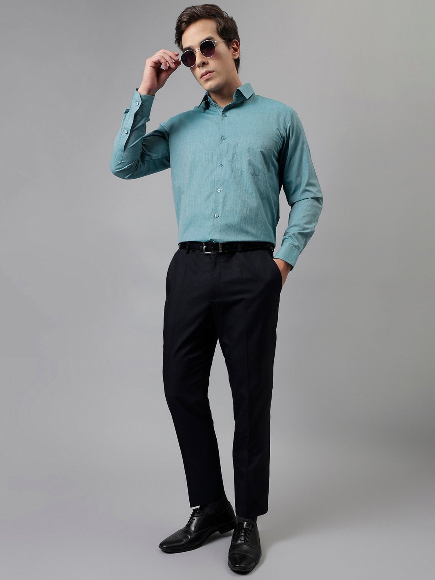 English Navy Green Slim Fit Shirt