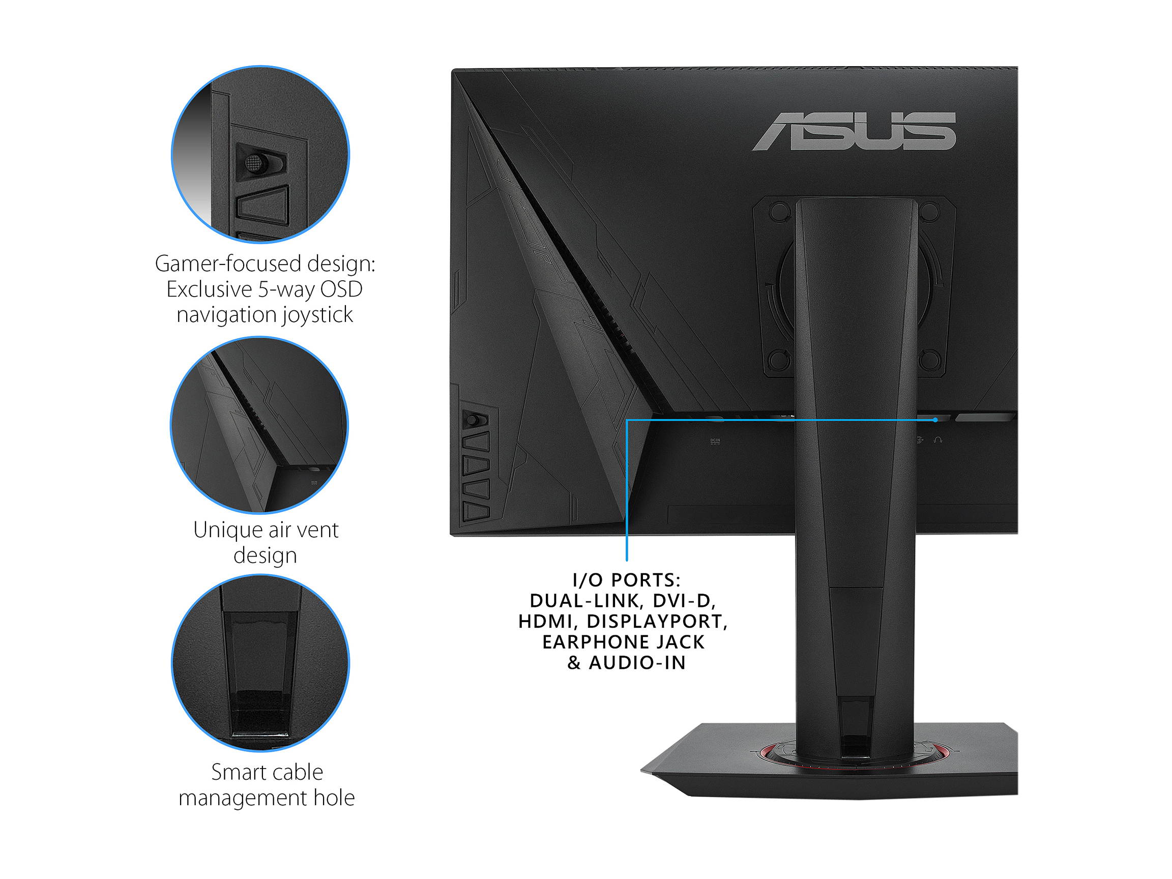 ASUS VG258QR 25" (Actual size 24.5") Full HD 1920 x 1080 up to 0.5ms (GTG) 165Hz DVI-D HDMI DisplayPort G-SYNC Compatible Asus Eye Care with Ultra Low-Blue Light & Flicker-Free Gaming Monitor