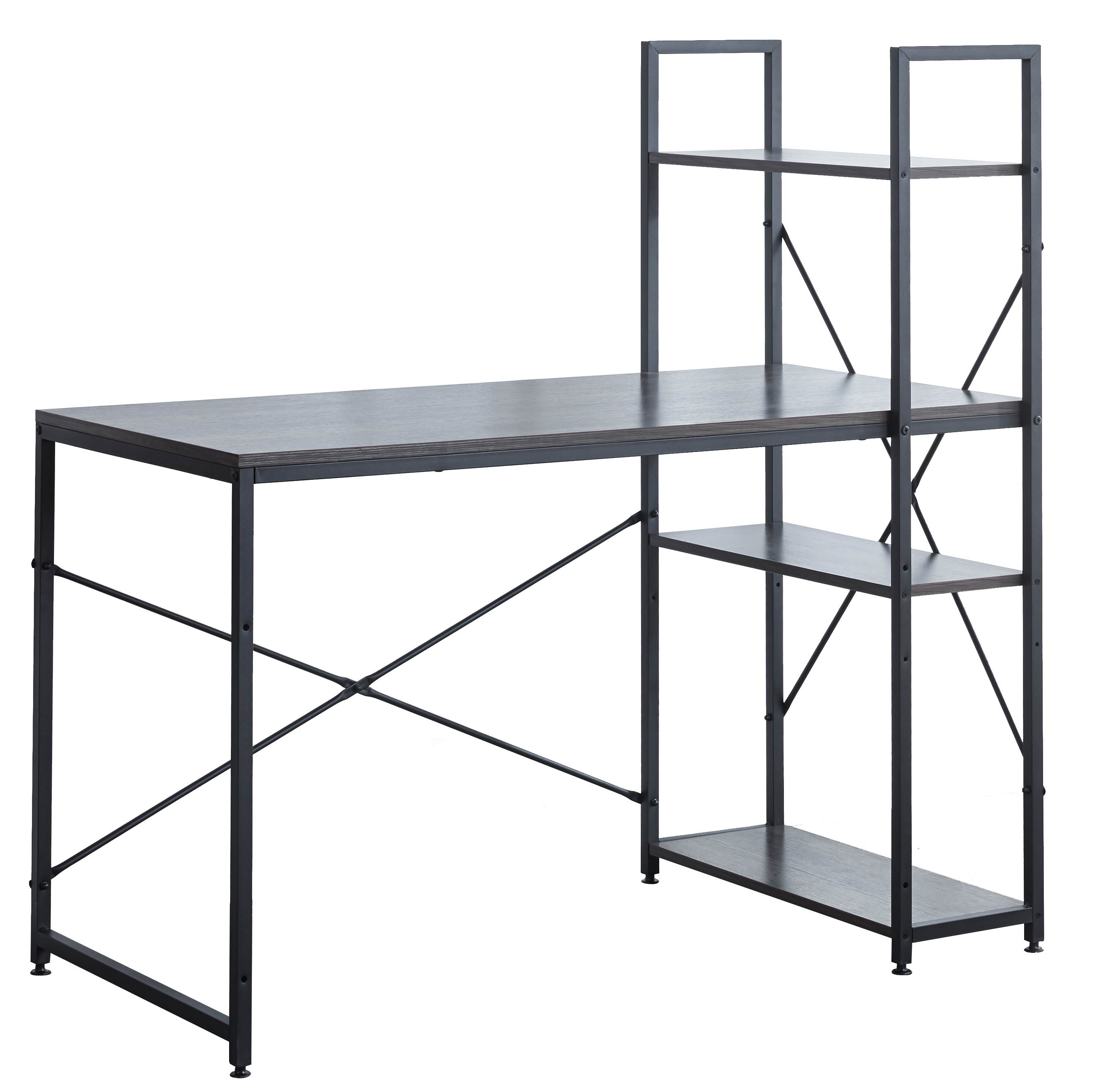 Computer Desk 47 inch with Storage Shelves Study Writing Table for Home Office,Modern Simple Style, Black