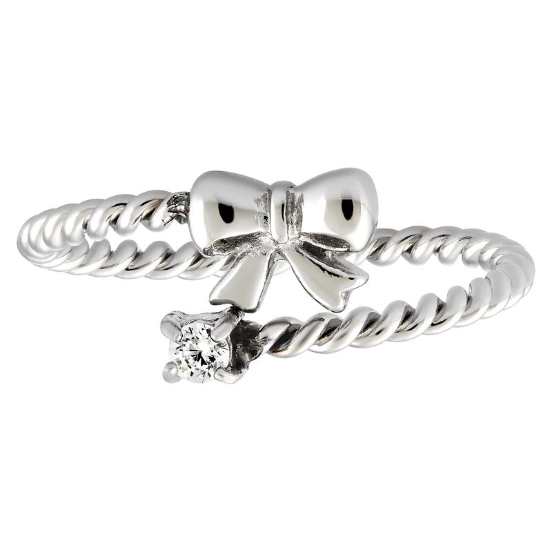 West Coast Jewelry Stainless Steel Twisted Rope Bow with Cubic Zirconia Wrap Around Band Ring (9)