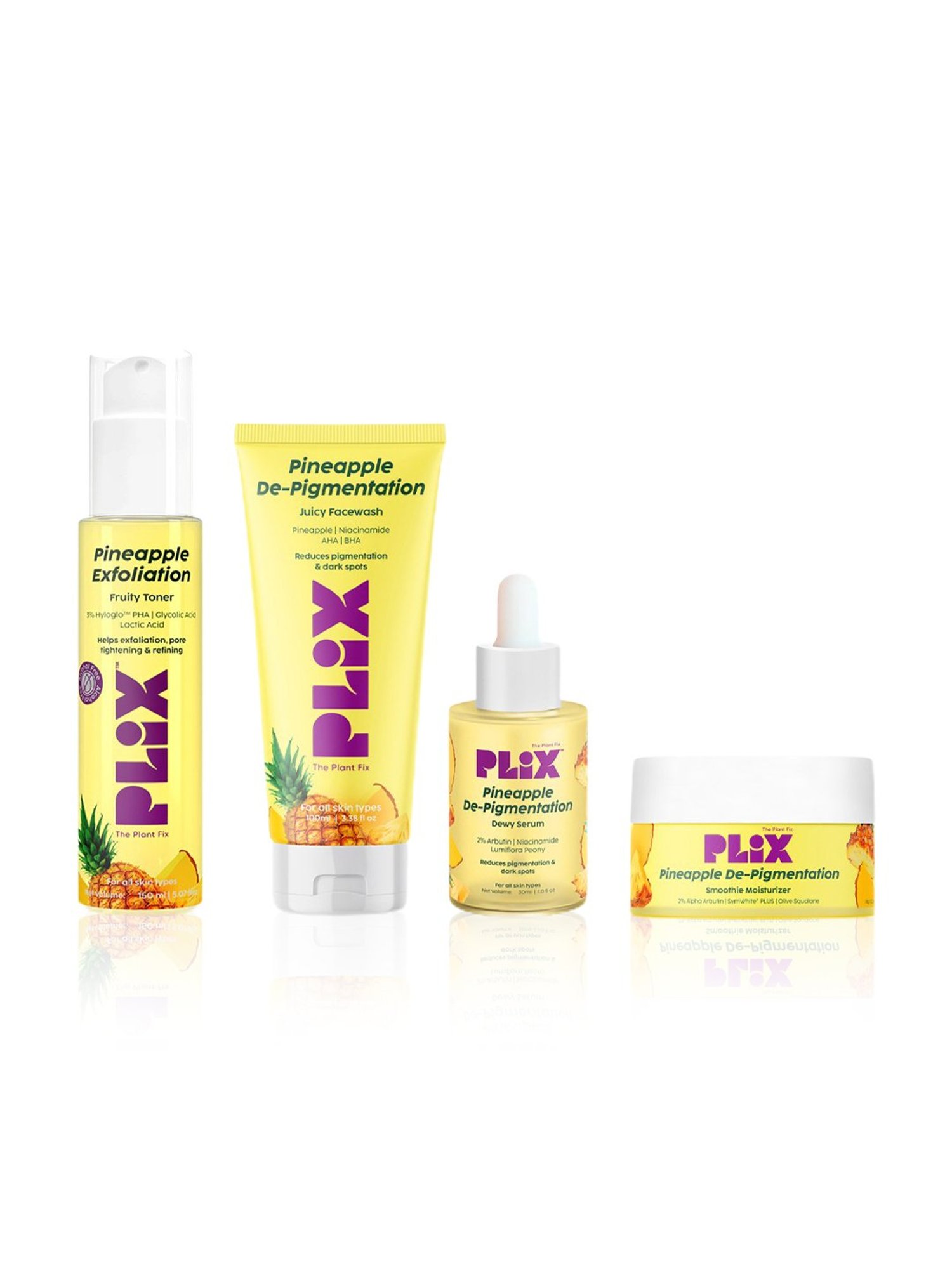 PLIX THE PLANT FIX Pineapple De-Pigmentation Facewash, Serum, Moisturizer & Toner Combo