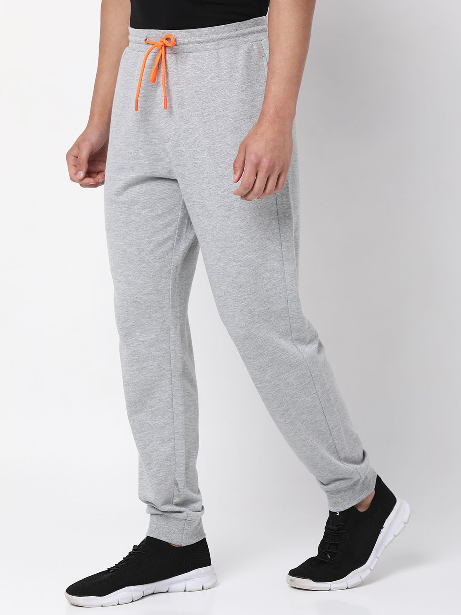 UnderJeans by Spykar Grey Cotton Regular Fit Joggers
