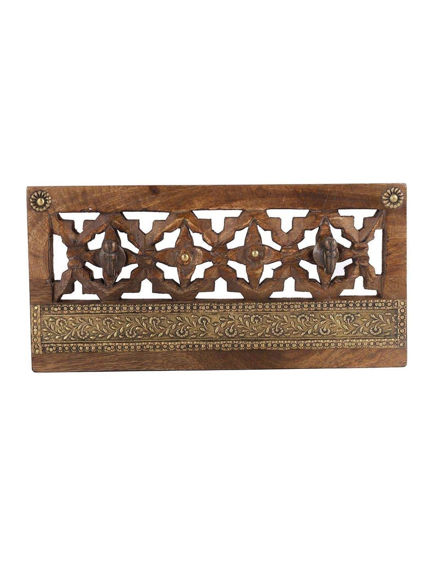 Art Street Black Mdf Jharokha Jali Square Hanging Ornaments Wall Art - Set of 4