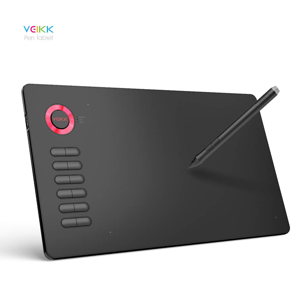 VEIKK A15 10x6 inch Digital Graphics Drawing Tablet Drawing Pen Tablet with Battery-Free Passive Stylus and 12 Shortcut Keys,20 Nibs and 1 Artist Glove (8192 Levels Pressure)