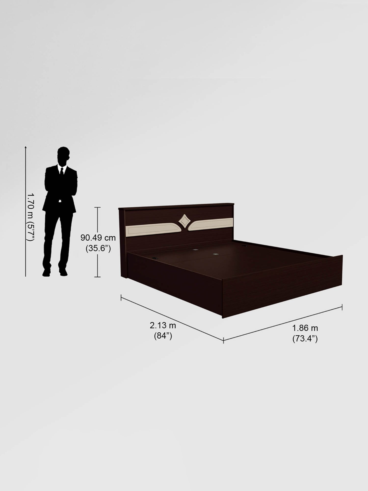 Nilkamal Riva Black Engineered Wood King Size Bed with Storage