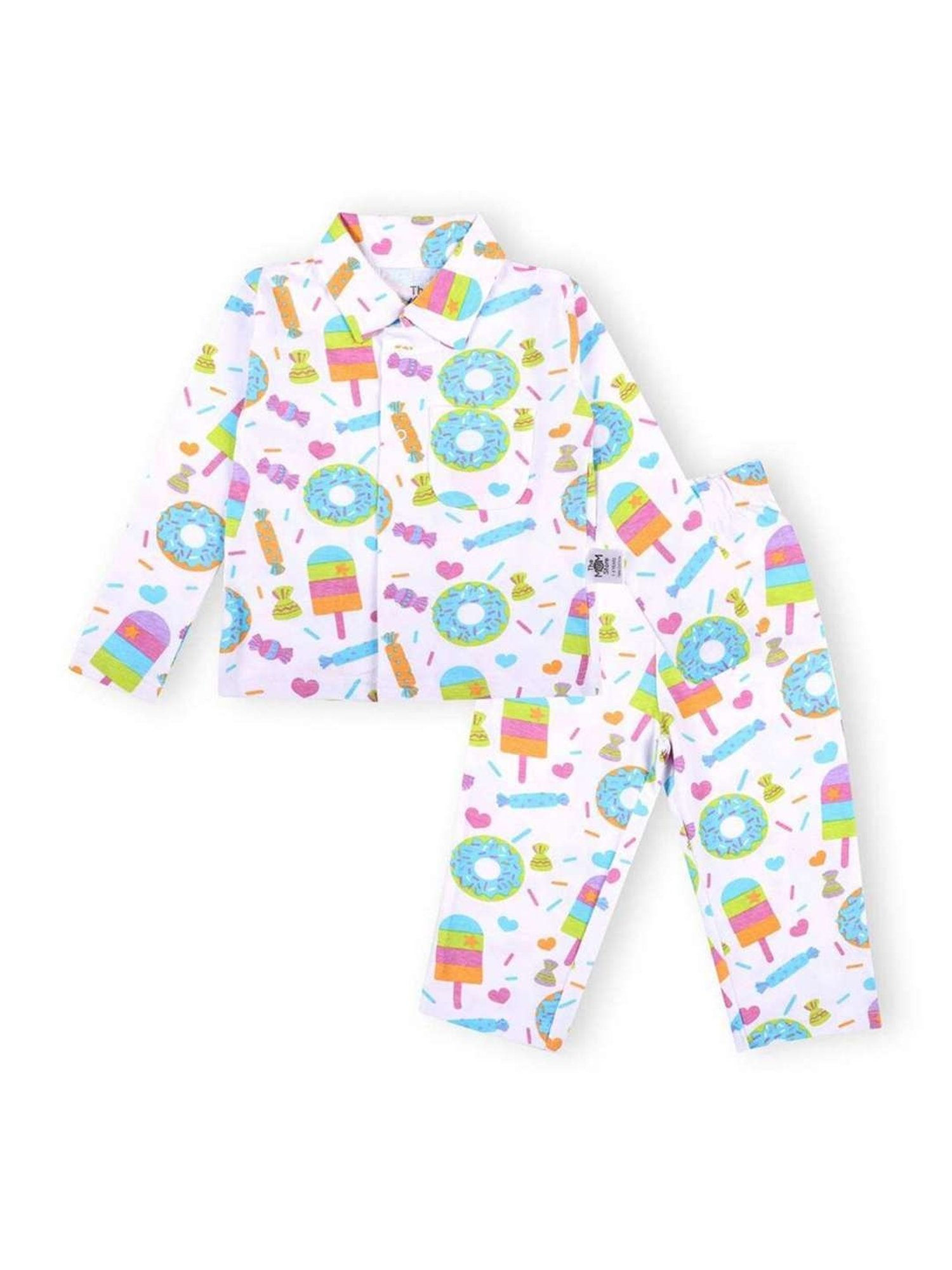 The Mom Store Boys Multicolor Cotton Printed Full Sleeves Shirt Set