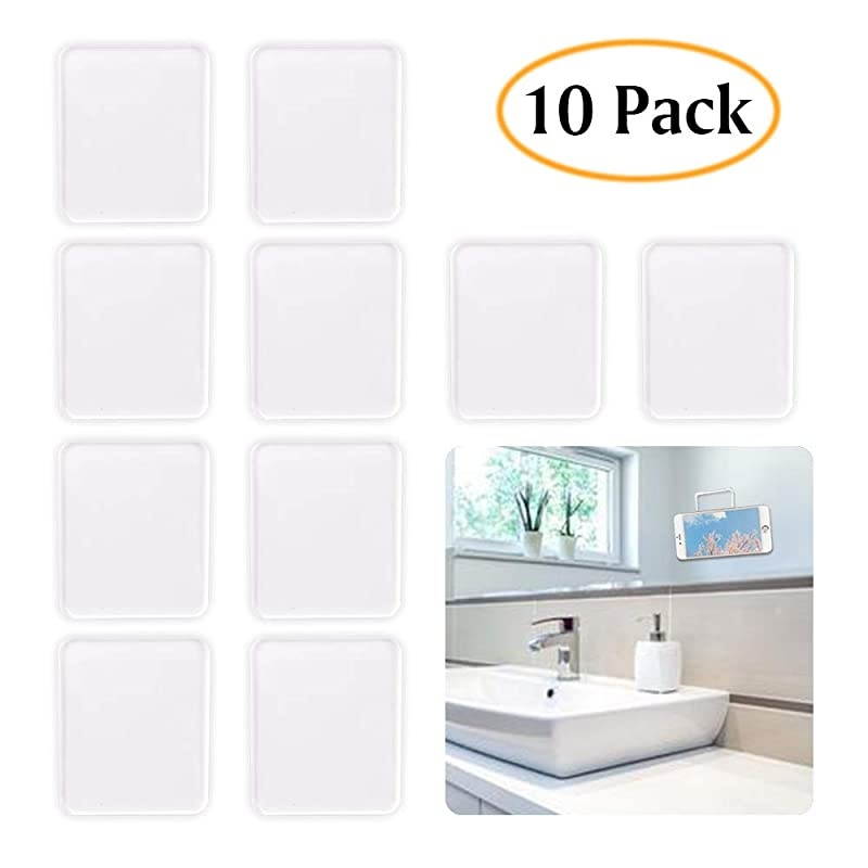 Universal Sticky Pads 10 Pack Removable and Reusable Non Slip Mat Cell Phone Holder for Car Dashboard Office House Glass Mirrors Anywhere Clear Anti Slip Pads
