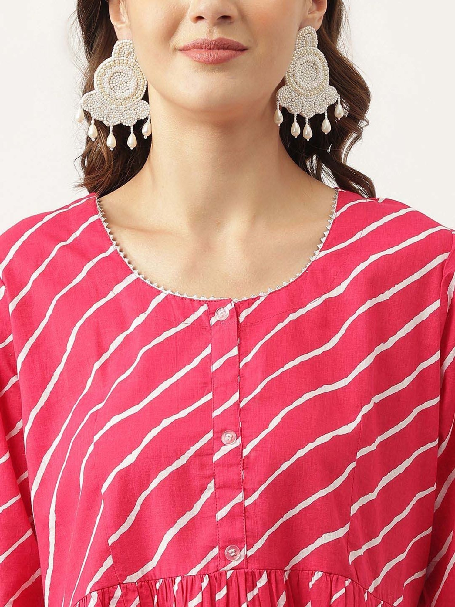 Divena Pink Cotton Striped Top