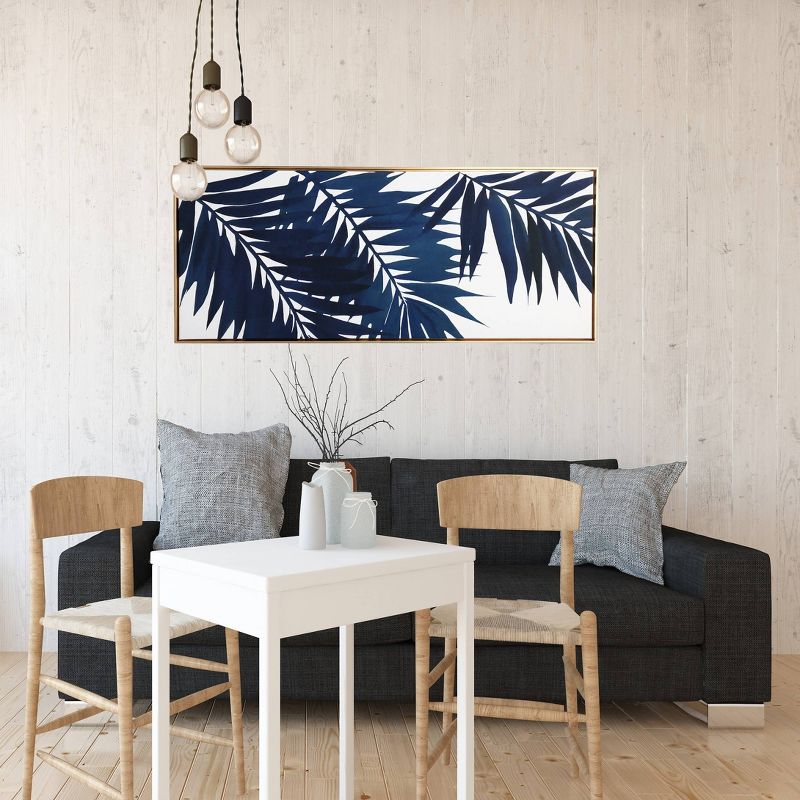 19" x 45" Palms Floating Framed Wall Canvas Blue - Gallery 57