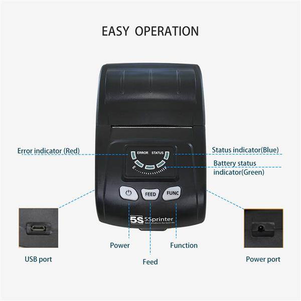 Gainscha PT-280 Steady-Selling Mobile Printer Bluetooth Printer 58mm Receipt Printing