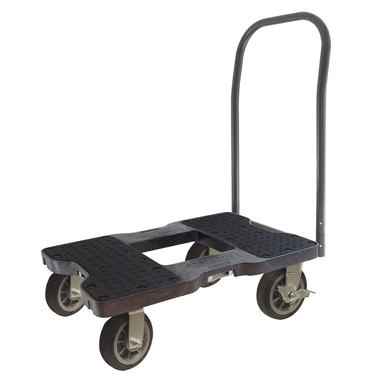 Snap Loc 1,500 lb Capacity All Terrain E Track Push Cart Dolly Black, Heavy Duty 6 in Solid Rubber Swivel Caster Wheels