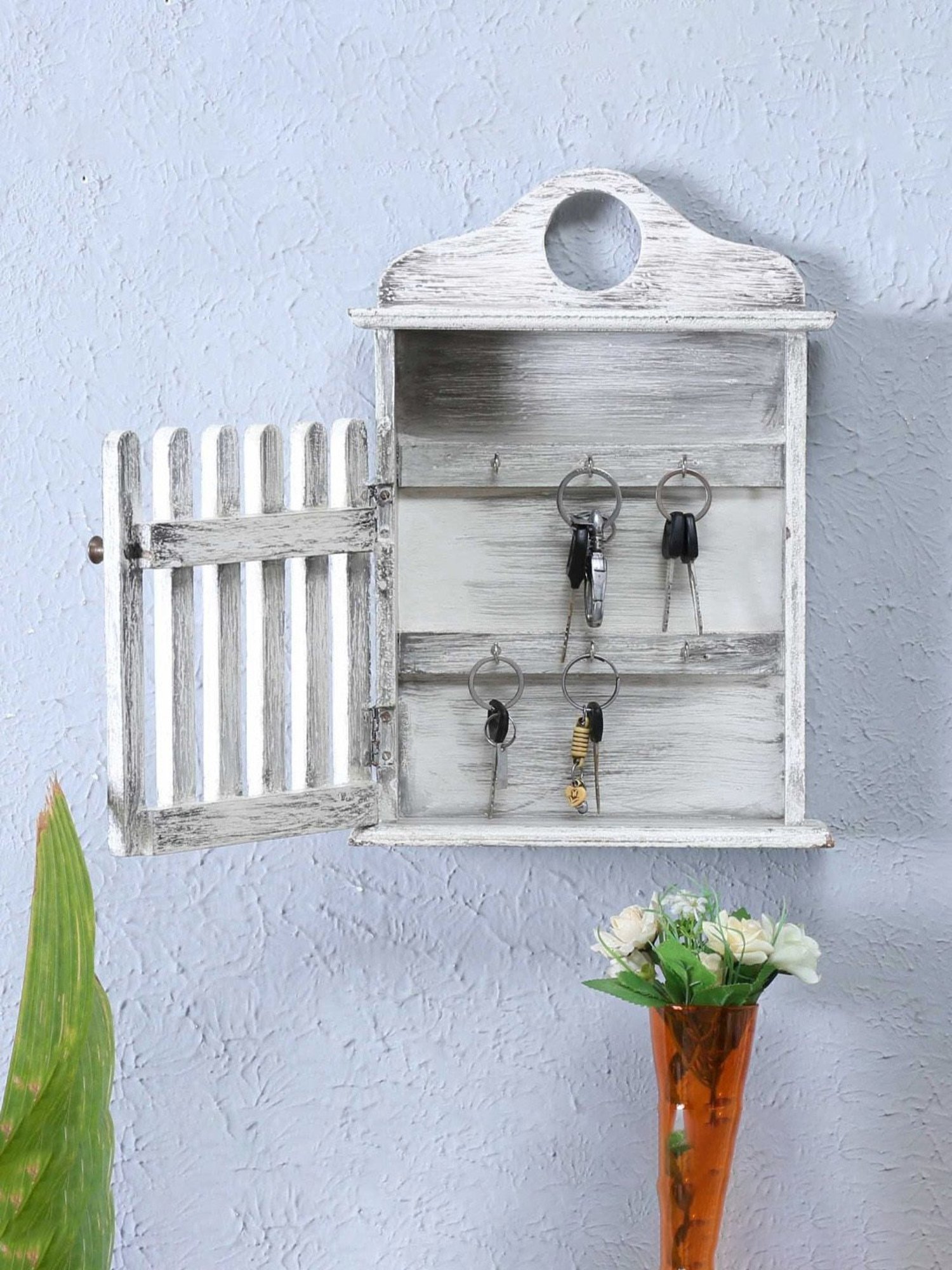 Art Street Black Mdf Jharokha Jali Square Hanging Ornaments Wall Art - Set of 4