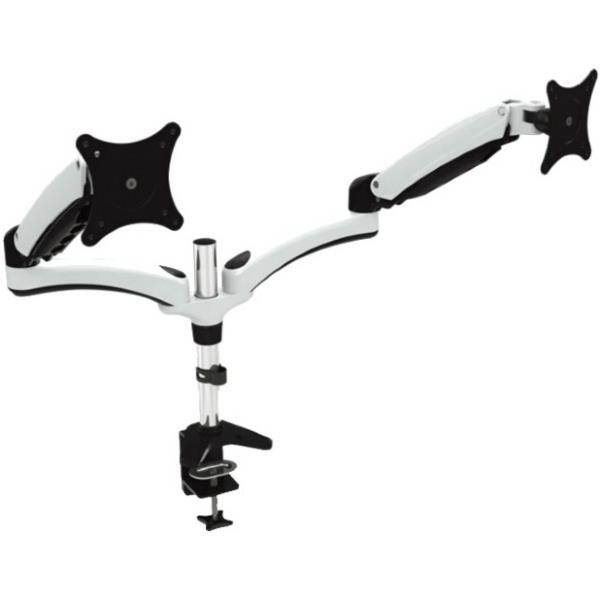Dual Articulating Monitor Mount. Clamp Base. Supports 15 to 28" monitors. VESA Mounting