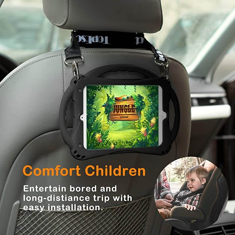 Kids Case for iPad Mini 5 4 3 2 1Silicone Childproof for All Kinds of iPad Mini Builtin Handle Stand Comes with a 24 Feet Adjustable Strap Black