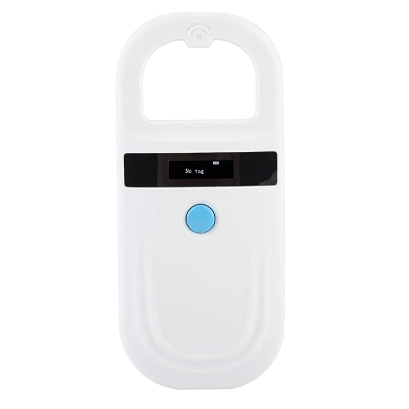 Reader RFID 134.2Khz, Pet ID Scanner with 0.91 Inch High Brightness OLED Display 128 Pieces of Tag Information Storage for Animal Tracking
