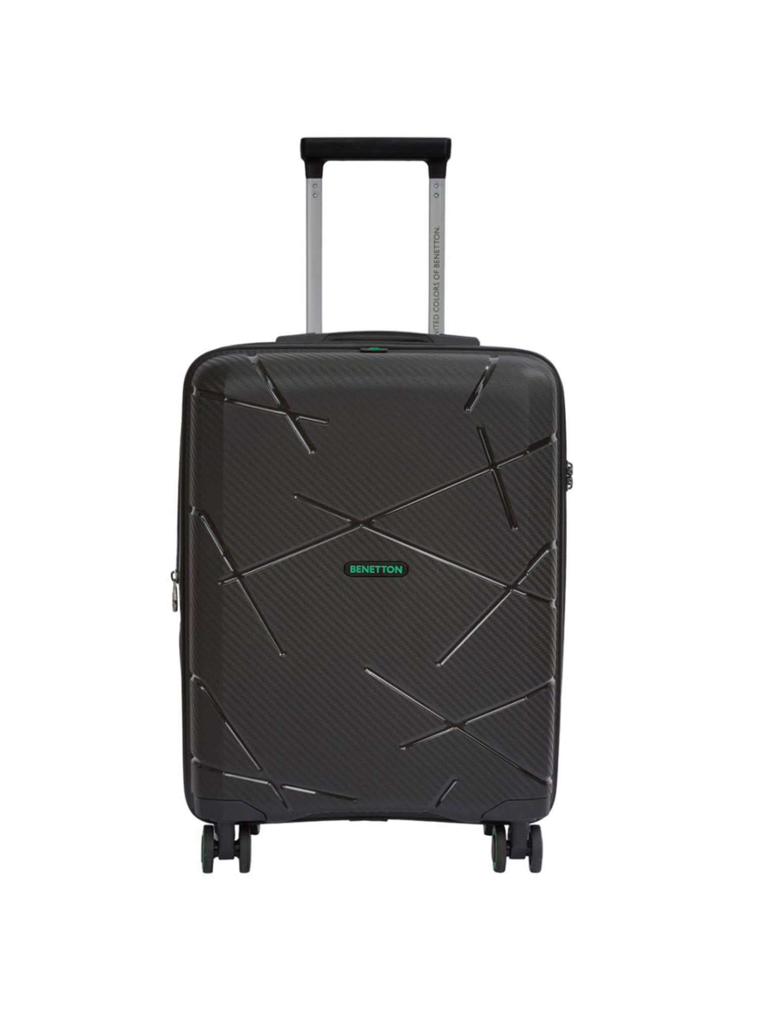 United Colors of Benetton Moonstone Black Textured Hard Medium Trolley Bag - 68 Cm
