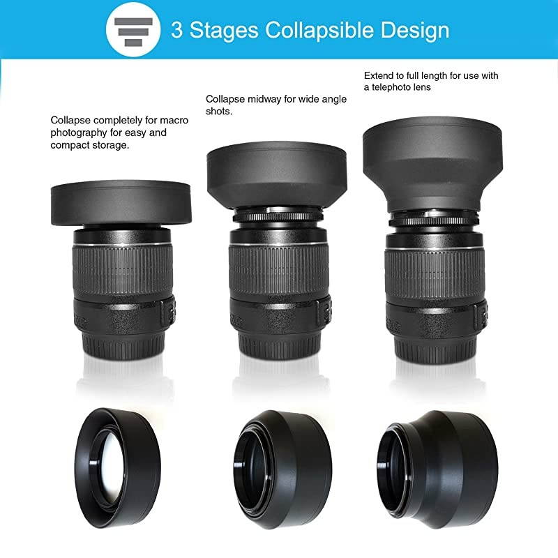 55mm and 58mm Lens Hood Set Compatible with Nikon D3400 D3500 D5300 D5500 D5600 D7500 DSLR Camera with AF-P DX NIKKOR 18-55mm f/3.5-5.6G VR, AF-P DX NIKKOR 70-300mm f/4.5-6.3G ED Lenses