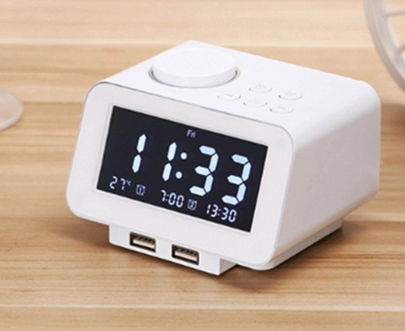 Select Mall Multifunctional Electronic Alarm Clock Creative Digital Smart Bedside Alarm Clock Radio Suitable For Bedroom