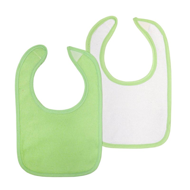 Neat Solutions Solid Pastel/Knit Terry Water-Resistant Lined Bib Set - White - 10pk