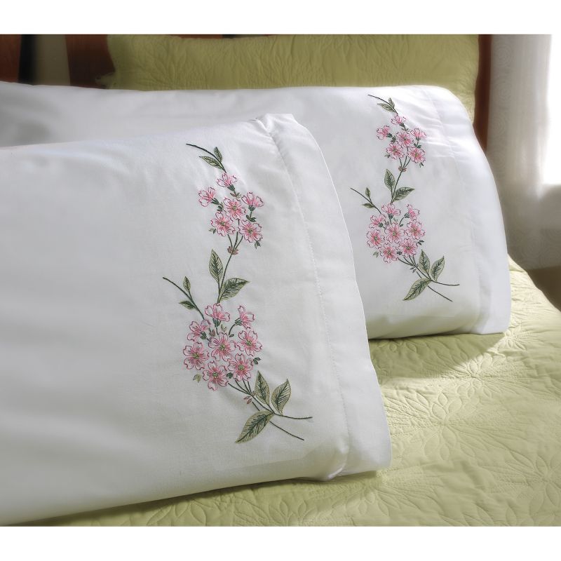 Bucilla Stamped Embroidery Pillowcase Pair 20"X30"-Dogwood Branch