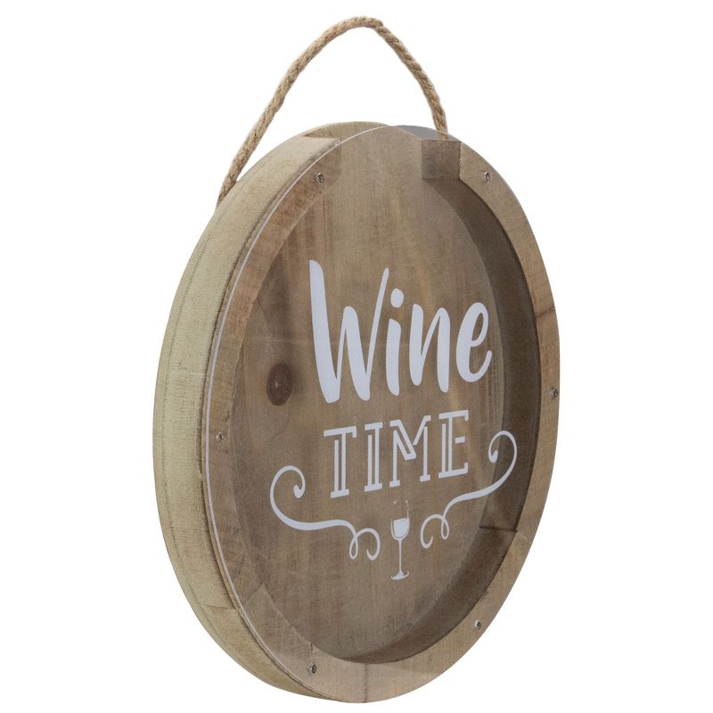 Northlight 12&rdquo; Round Wine Time Cork Collector Wooden Hanging Wall Decoration
