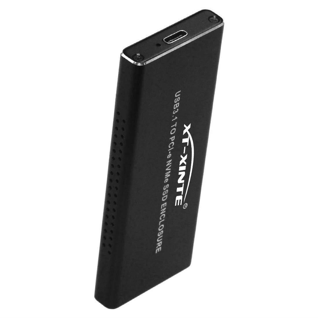 XT-XINTE USB3.1 Type-C to NVMe M.2 Mobile Hard Disk Box 10Gbps M.2 SSD Enclosure M Key External Case Upgrade Version with USB3.1 Type-A to Type-C & Type-C to Type-C Cable (Black)