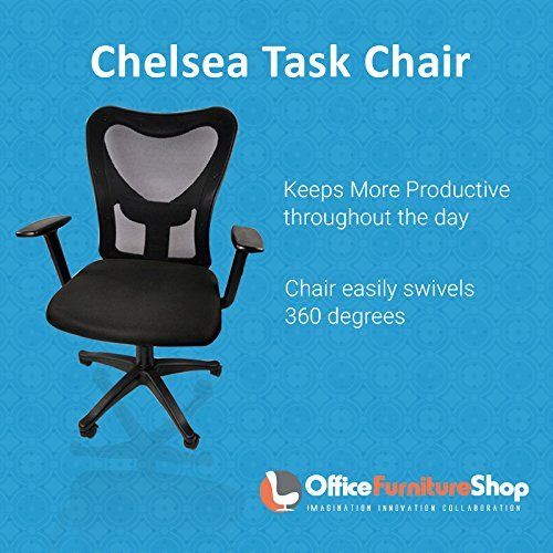 Chelsea Adjustable Height Ergonomic Office Chair for Computer Desk with, Lumbar Support, Breathable Comfortable Fabric, Ventilated Mesh Back - BLACK COLOR