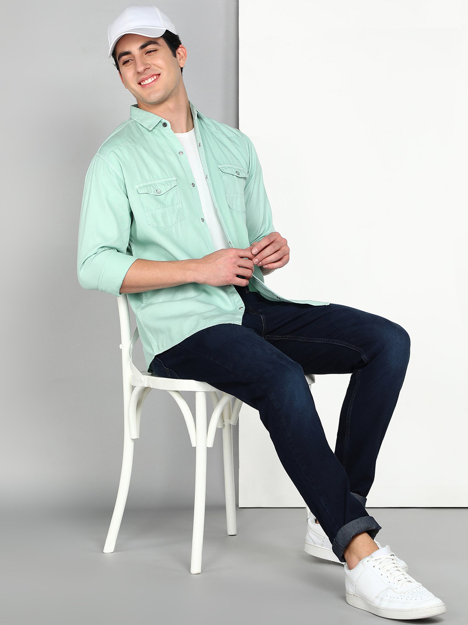 Kuons Avenue Mint Green Slim Fit Shirt
