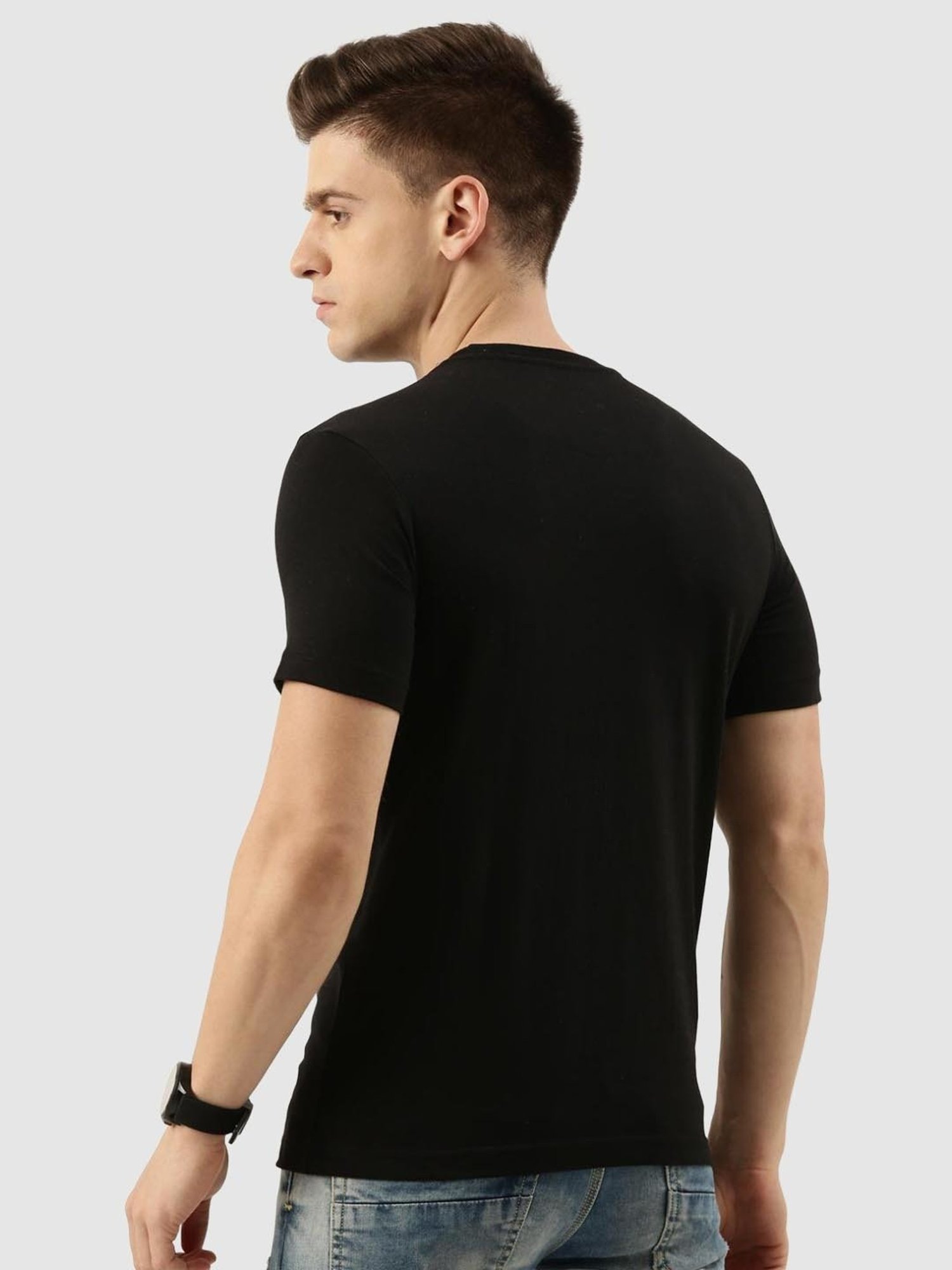 Bene Kleed Black & Blue Regular Fit Crew T-Shirt - Pack of 2