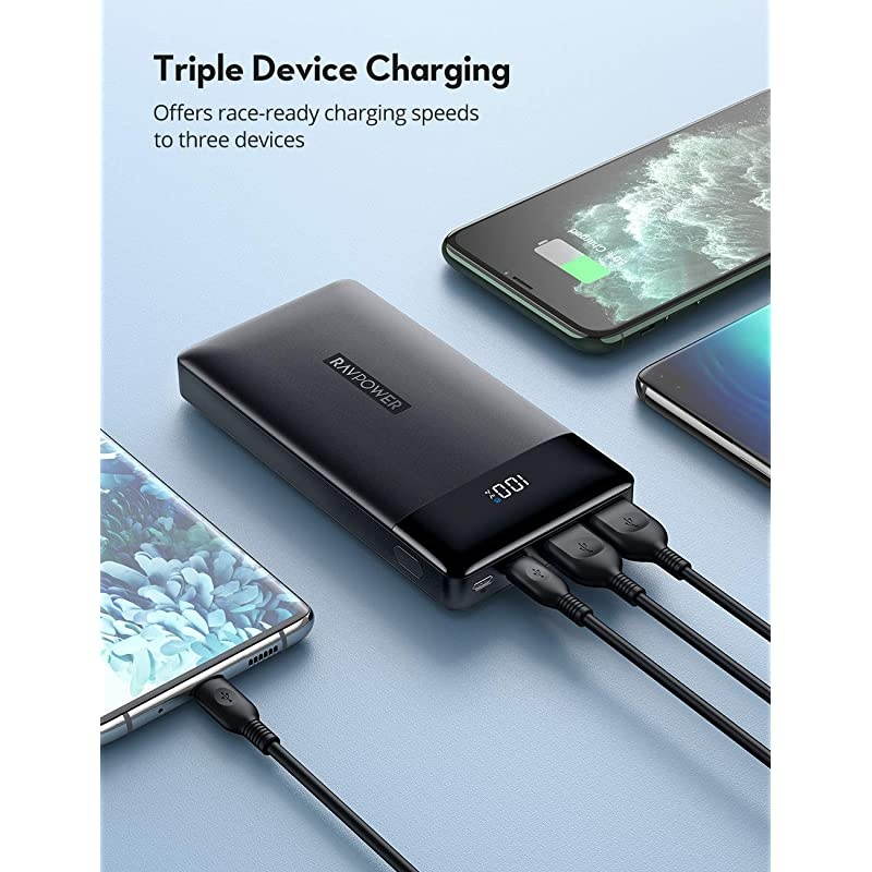 Portable Charger 15000mAh PD3.0 Power Bank QC 3.0, 18W High-Speed Ultra Compact USB C Battery Pack Tri-Input and Tri-Output Compatible iPhone 8/11/12/XS/XR/XS, iPad, Samsung Galaxy and More