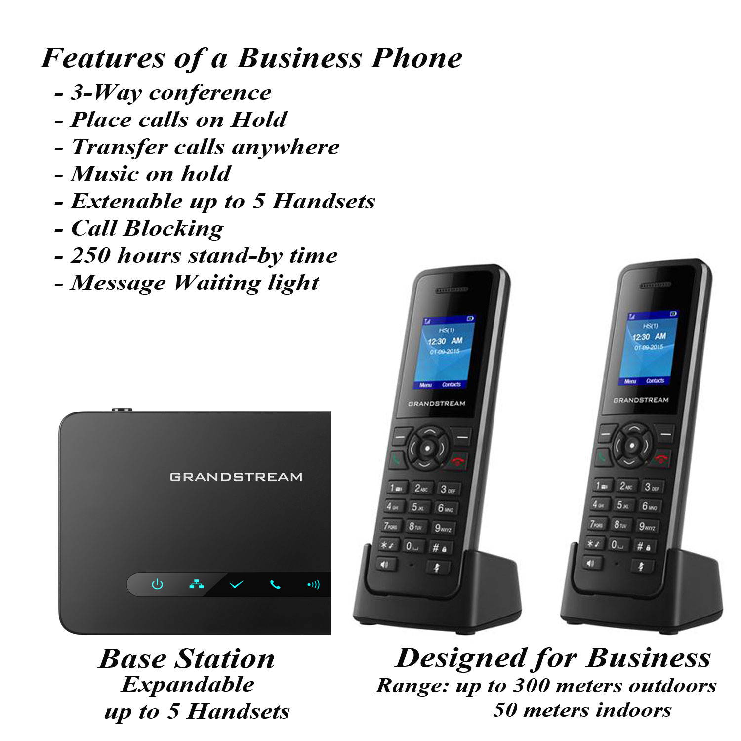 REAL Mobile 2 Cordless Phone System Voice Assistant, Call Blocking, Answering Machine| DECT Expandable to 5 Handsets|3-way conference |Long Range| Small Business Office Phone| First month service