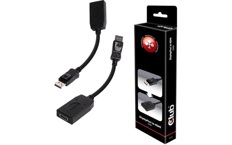 Club 3D DisplayPort to HDMI Adapter Cable - 7.87" DisplayPort/HDMI A/V Cable for Audio/Video Device, TV, Monitor, Projector, Graphics Card