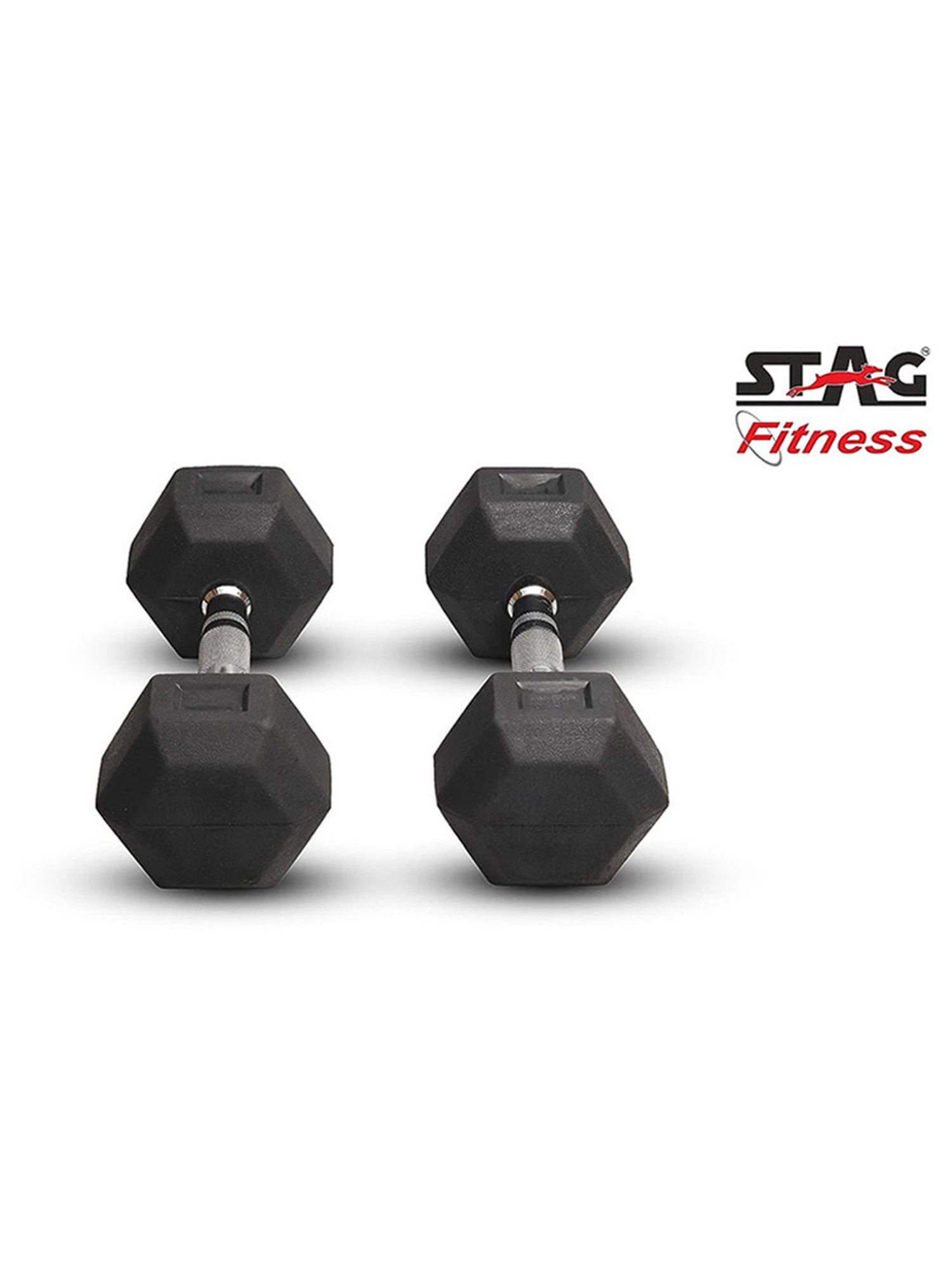 Stag Global Set of 2 Hexagonal Fixed Dumbbells (Black) Size - 10X30
