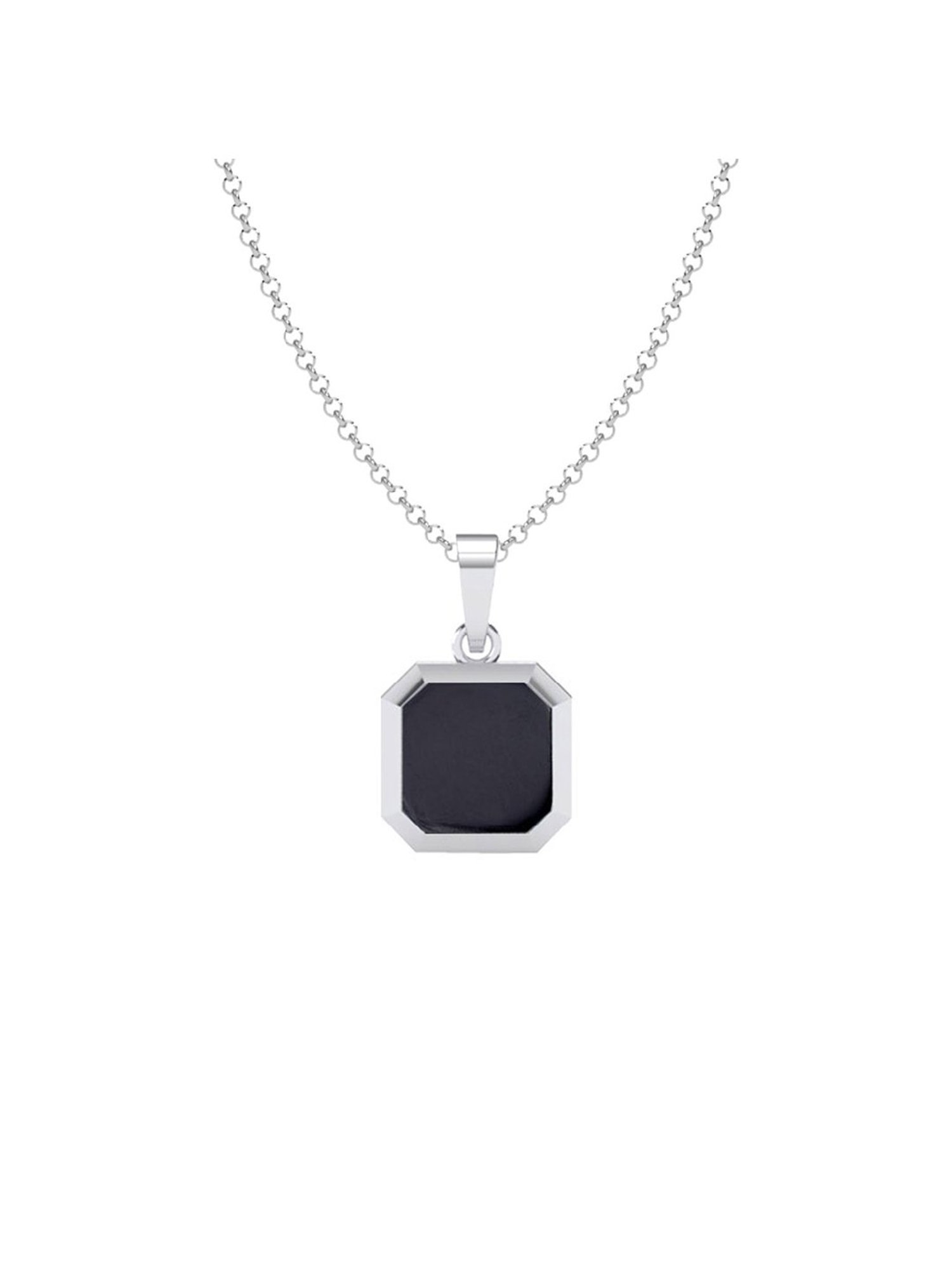 Clara 925 Silver Platinum Plated Swiss Zircon Black Onyx Pendant with Chain